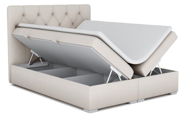 Bračni krevet Boxspring 140 cm Ronda (krem) (s prostorom za odlaganje)