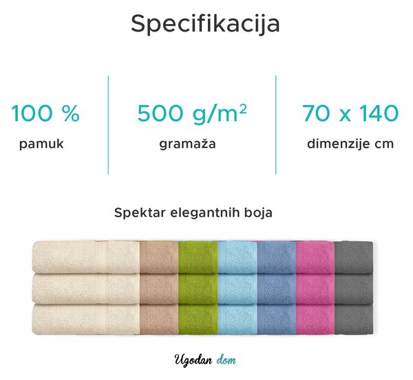 Ručnik CLARYSSE ELEGANCE 70x140 cm zelena, 100% pamuk