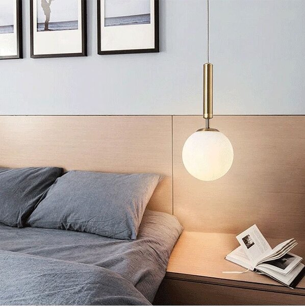 GLASS SPHERE SPIRAL PENDANT LAMP G108-1W GOLD E27