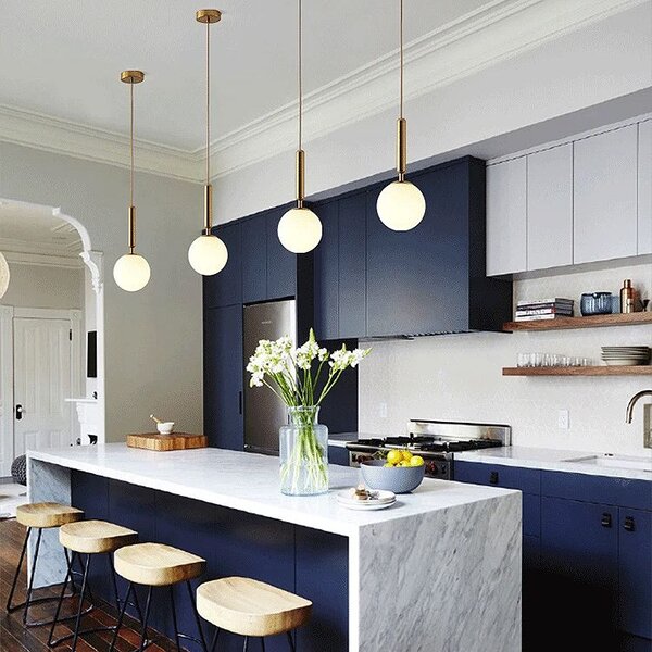 GLASS SPHERE SPIRAL PENDANT LAMP G108-1W GOLD E27