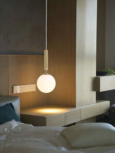 GLASS SPHERE SPIRAL PENDANT LAMP G108-1W GOLD E27