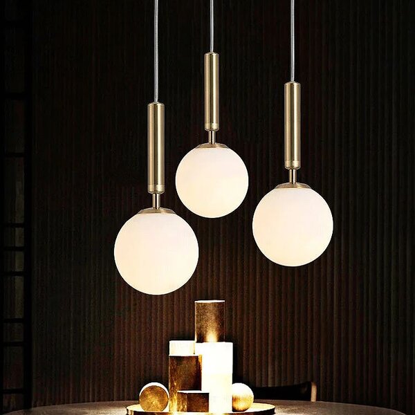 GLASS SPHERE SPIRAL PENDANT LAMP G108-1W GOLD E27