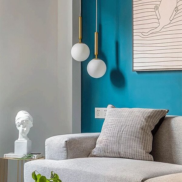 GLASS SPHERE SPIRAL PENDANT LAMP G108-1W GOLD E27