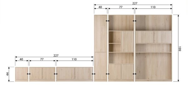Modularna TV komoda u dekoru hrasta u prirodnoj boji 110x44 cm Modulair – vtwonen