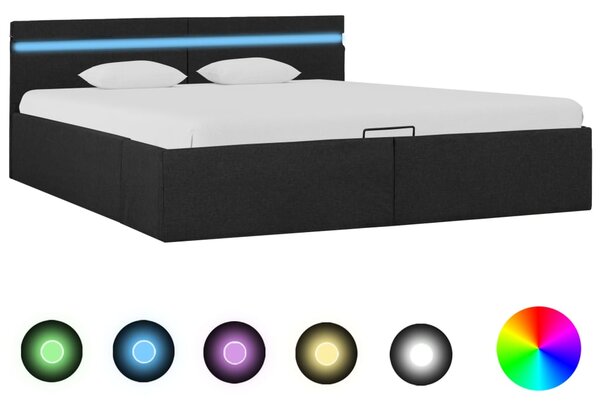 Hidraulični okvir za krevet od tkanine LED tamnosivi 160x200 cm