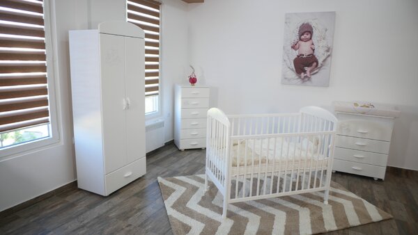 Bambino drveni dječji krevetić Bambi, bijeli, 120x60 cm