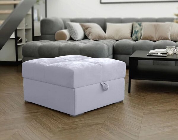 Svijetlosivi taburet ZENOVA s prostorom za pohranu 65x65 cm
