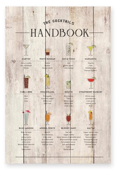 Drveni ukrasni znak 40x60 cm Cocktails Handbook – Really Nice Things