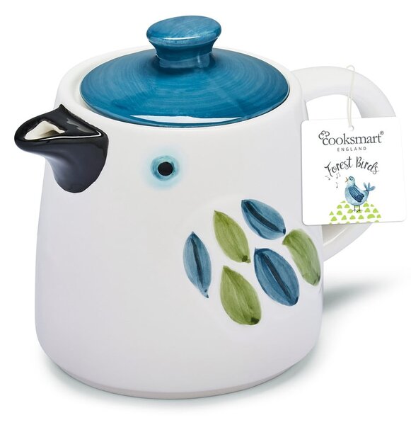 Bijeli/plavi keramički čajnik Forest Birds – Cooksmart ®