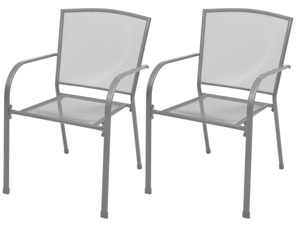 Vrtne složive stolice 2 kom čelik sive