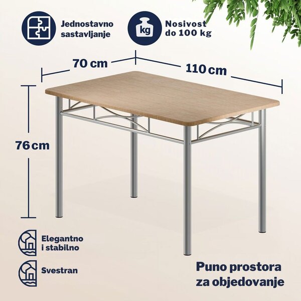 Blagovaonska garnitura PAUL, 5-dijelna, prirodna smeđa Casaria