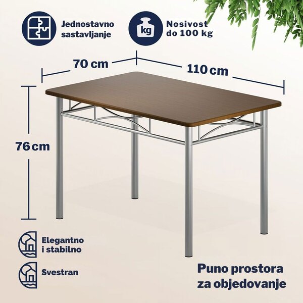 Blagovaonska garnitura PAUL, 5-dijelna, tamni hrast Casaria