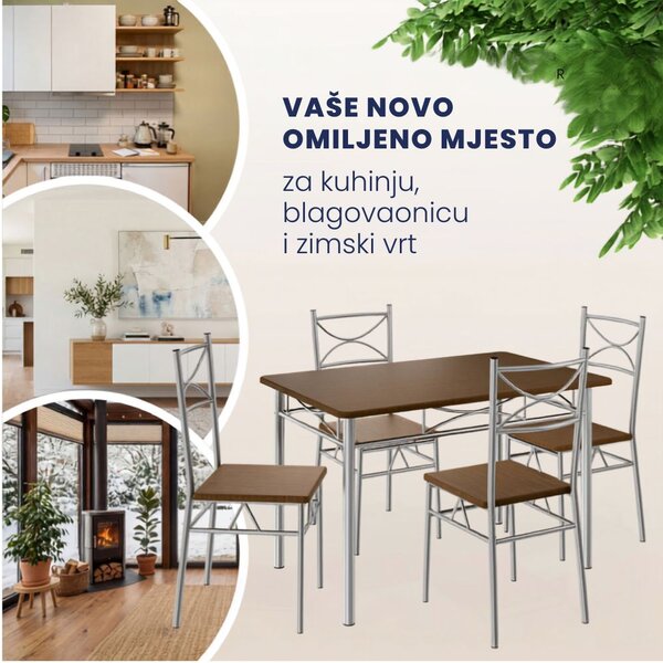 Blagovaonska garnitura PAUL, 5-dijelna, tamni hrast Casaria