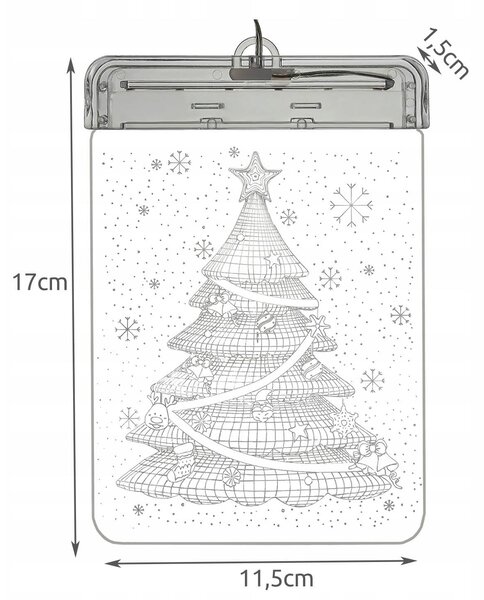 Ugravirani 3D pleksiglassi LED toplo bijelo 17 cm božićno drvce