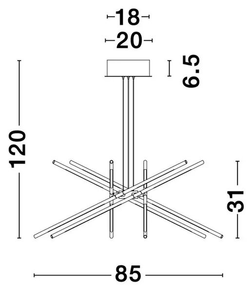 RACCIO VISILICA LED 68W/3000K/5397lm/DIMM/IP20/CRNA NL9180783