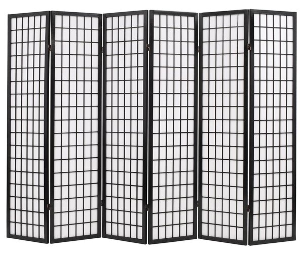 Sklopiva sobna pregrada sa 6 panela u japanskom stilu 240x170 cm crna