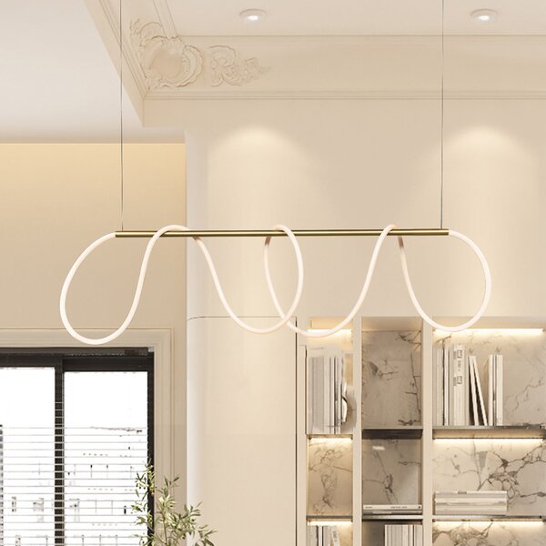 Zambelis LED viseća svjetiljka 19254, mat zlato, duljina 147 cm, metal, Zlato / mjed, Dnevni boravak/blagovaonica, Metal