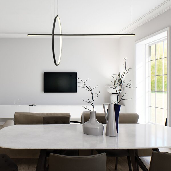 Zambelis LED viseća svjetiljka 20128, mat crna, duljina 122 cm, metal, dimabilna, prigušiva, Crno, Dnevni boravak/blagovaonica, Aluminij