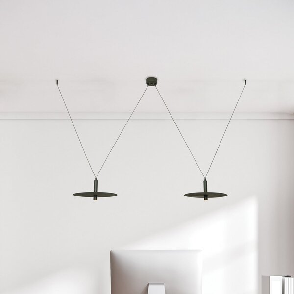 Zambelis LED viseća svjetiljka 23227, crna, Ø 35 cm, dvostruka, metal, Crno, Dnevni boravak/blagovaonica, Aluminij