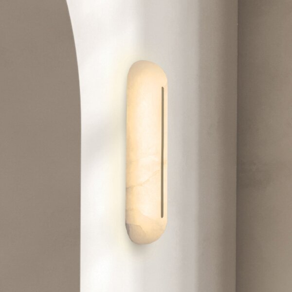 Zambelis LED zidna svjetiljka 2546, bijela, visina 36 cm, alabaster, prigušiva, prigušiva, Bijela, Dnevni boravak/blagovaonica, Kamen