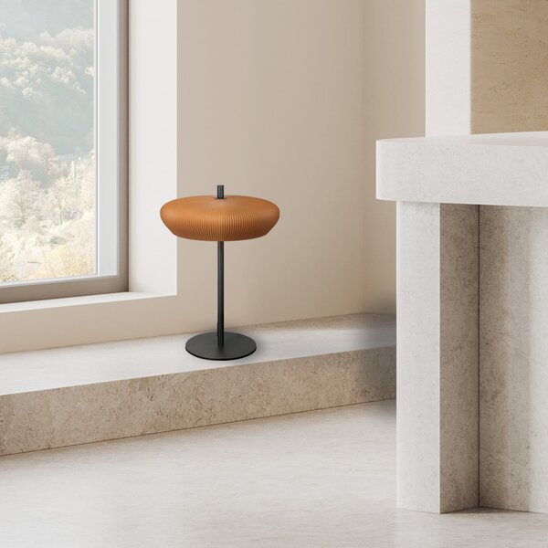 Zambelis Stolna lampa 2593, terakota/crna, visina 41 cm, glina/metal, G9, Smeđa / hrđa, Dnevni boravak/blagovaonica, Gips / glina