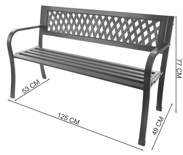 Aluminijska vrtna klupa 125 x 53 x 77 cm