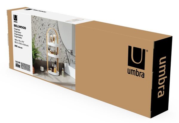 Drveni kupaonski organizator u bijeloj prirodnoj boji Bellwood - Umbra