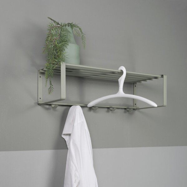 Prljavo zelena metalna zidna vješalica s policom 70 cm Rex – Spinder Design