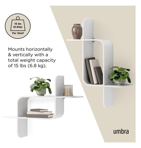 Bijela polica s više razina od masivnog kaučuka 62 cm Montage – Umbra