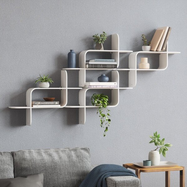 Bijela polica s više razina od masivnog kaučuka 62 cm Montage – Umbra