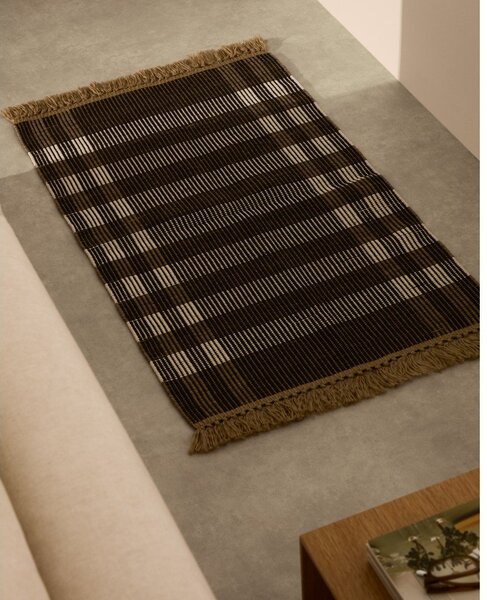 Crni obostrani/ručno rađen tepih 60x90 cm Barani – Kave Home