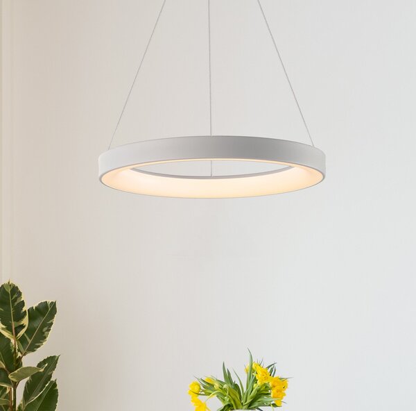 Mantra Iluminación Niseko II pametna LED viseća svjetiljka, Ø 38 cm, bijela, CCT, prigušiva, prigušiva, Bijela, Dnevni boravak/blagovaonica, Aluminij