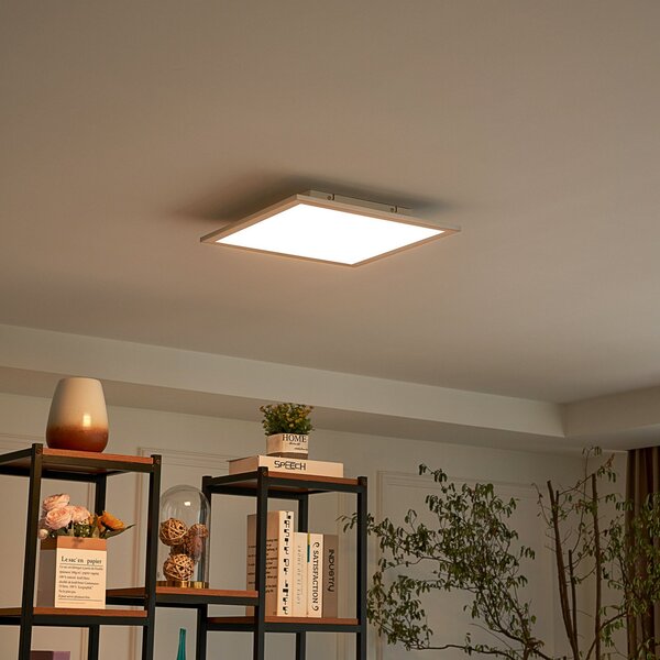 Lindby LED panel Livel, CCT, 40 cm x cm, daljinski upravljač, prigušiva, Metalik, Kuhinja, Plastika