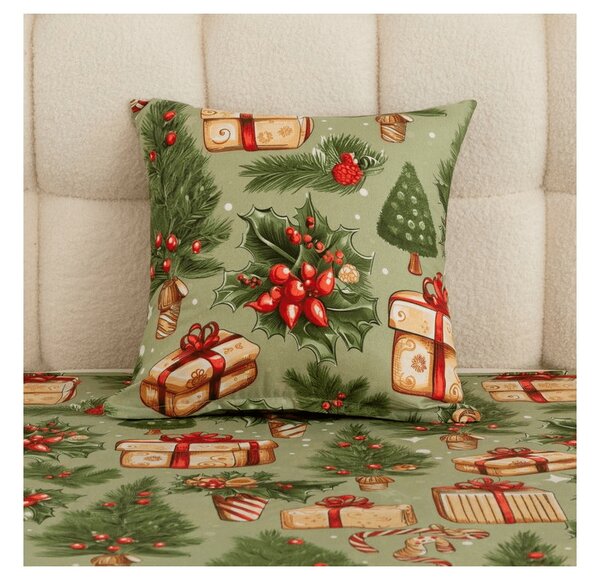 Jastučnica od mikrovlakana CHRISTMAS PRESENTS 45x45 cm, zelena