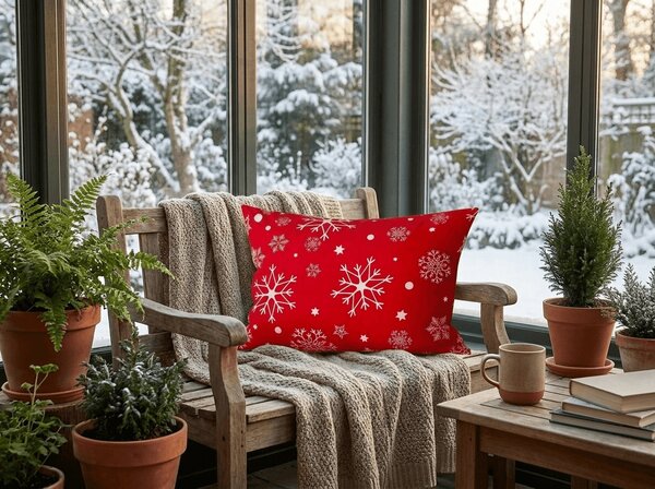 Jastučnica od mikrovlakana SNOWFALL 50x70 cm, crvena