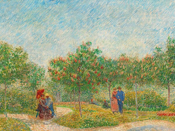 Reprodukcija umjetnosti Garden with Courting Couples (Square Saint-Pierre) - Vincent van Gogh, (40 x 30 cm)