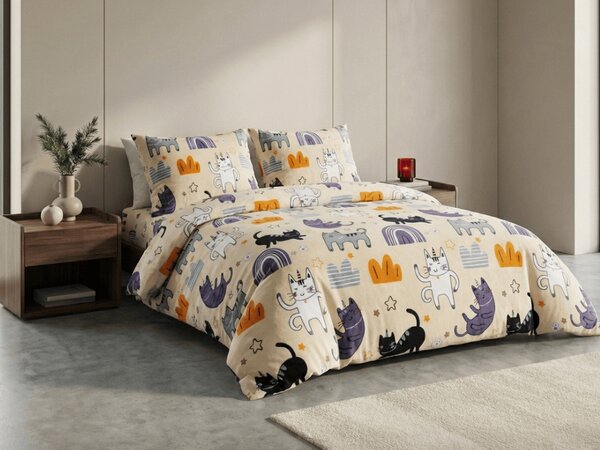 Posteljina mikropliš PURRSLEEP bež. Dimenzije posteljine: 2 kom 70 x 90 cm | 200 x 220 cm