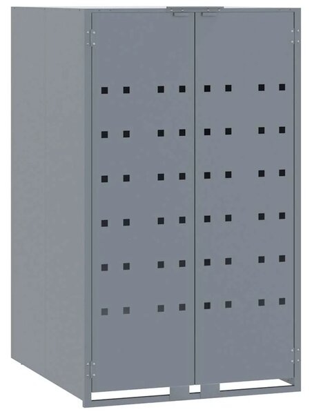 Spremište za kante za smeće - Spremište za 2 kante za otpad sivo 138x79x117 cm čelično - Siva 2 poklopac s plinskim podizanjem