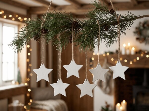 Keramički božićni ukras CLAY STAR 8 cm, bijela