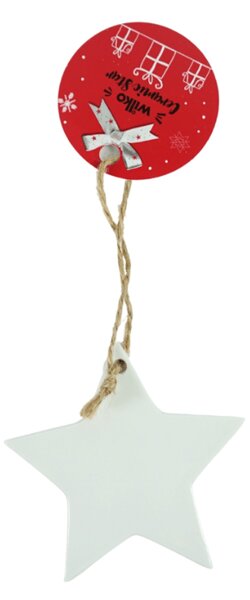 Keramički božićni ukras CLAY STAR 8 cm, bijela