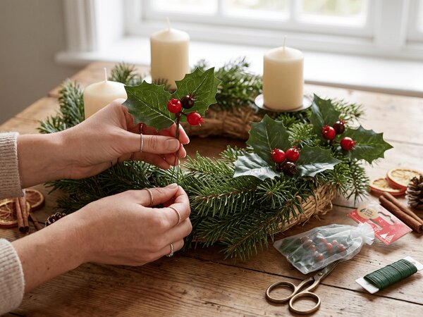 Božićni ukras na žici HOLLY LEAVES 13 cm 6 kom