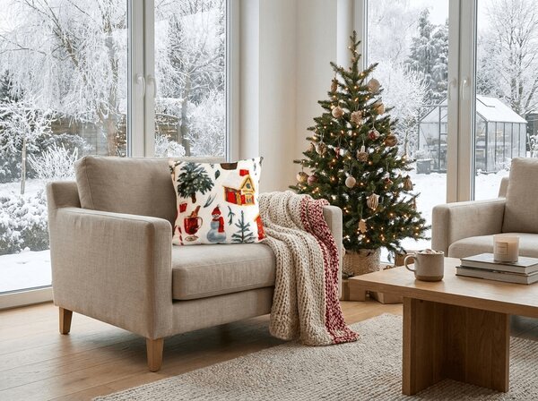 Jastučnica od mikropliša FESTIVE MAGIC 45x45 cm, bijela