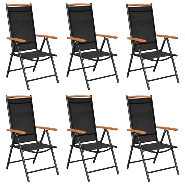 VidaXL Sklopive vrtne stolice 6 kom od tekstilena crne