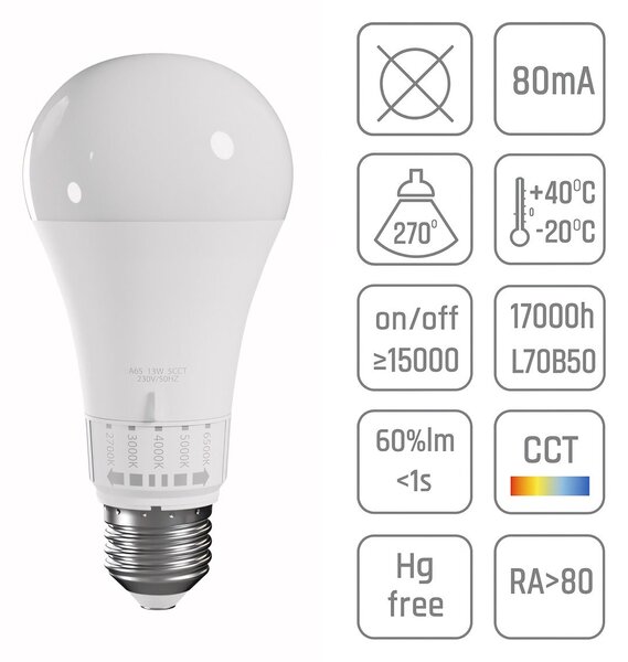 LED žarulja 5 boja svjetla GLS E27 230V 10W 5CCT