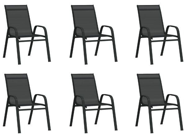 VidaXL Složive vrtne stolice od tekstilena 6 kom crne