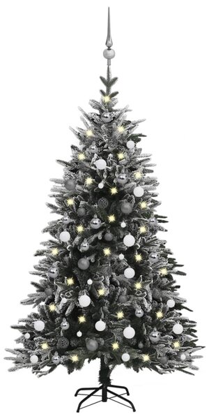 VidaXL Umjetno božićno drvce LED s kuglicama i snijegom 150 cm PVC/PE