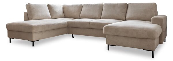 Bež sklopiva kutna garnitura od samta (s lijevim kutom) Lofty Lilly – Miuform