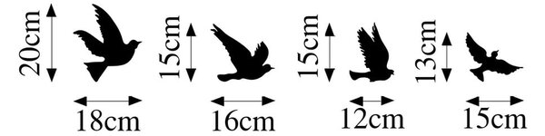 Metalni zidni ukrasi u setu 4 kom 18x20 cm Birds – Wallity