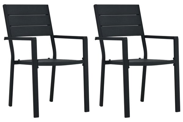Vrtne stolice 2 kom crne HDPE s izgledom drva