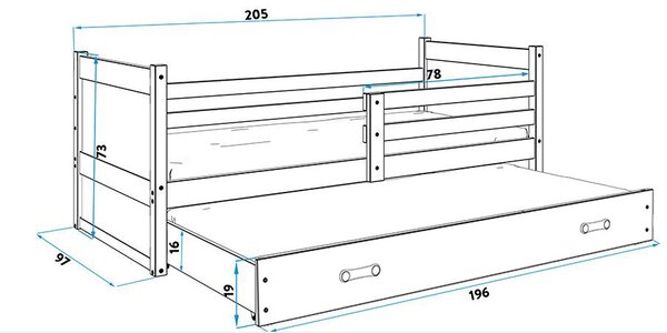 Krevet RICO 90x200 s dodatnim ležajem 90x200 - BIJELA (više boja)